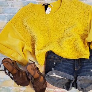 🎉3/$39 🆕️ H&M Cropped Yellow Puffy Top